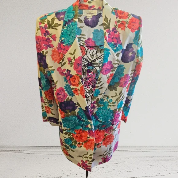 Worthington Multicolor Vintage Floral Blazer Size 10 - Picture 2 of 4